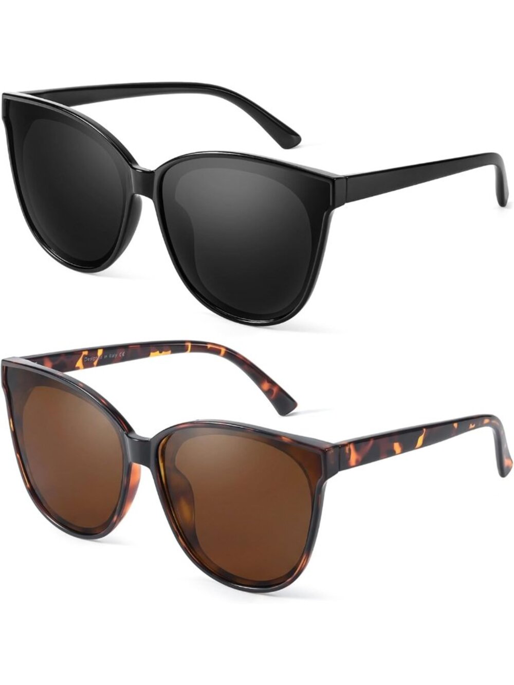 Oversized Polarized Cat Eye Sunglasses for Women - Retro 70s UV400 Shades